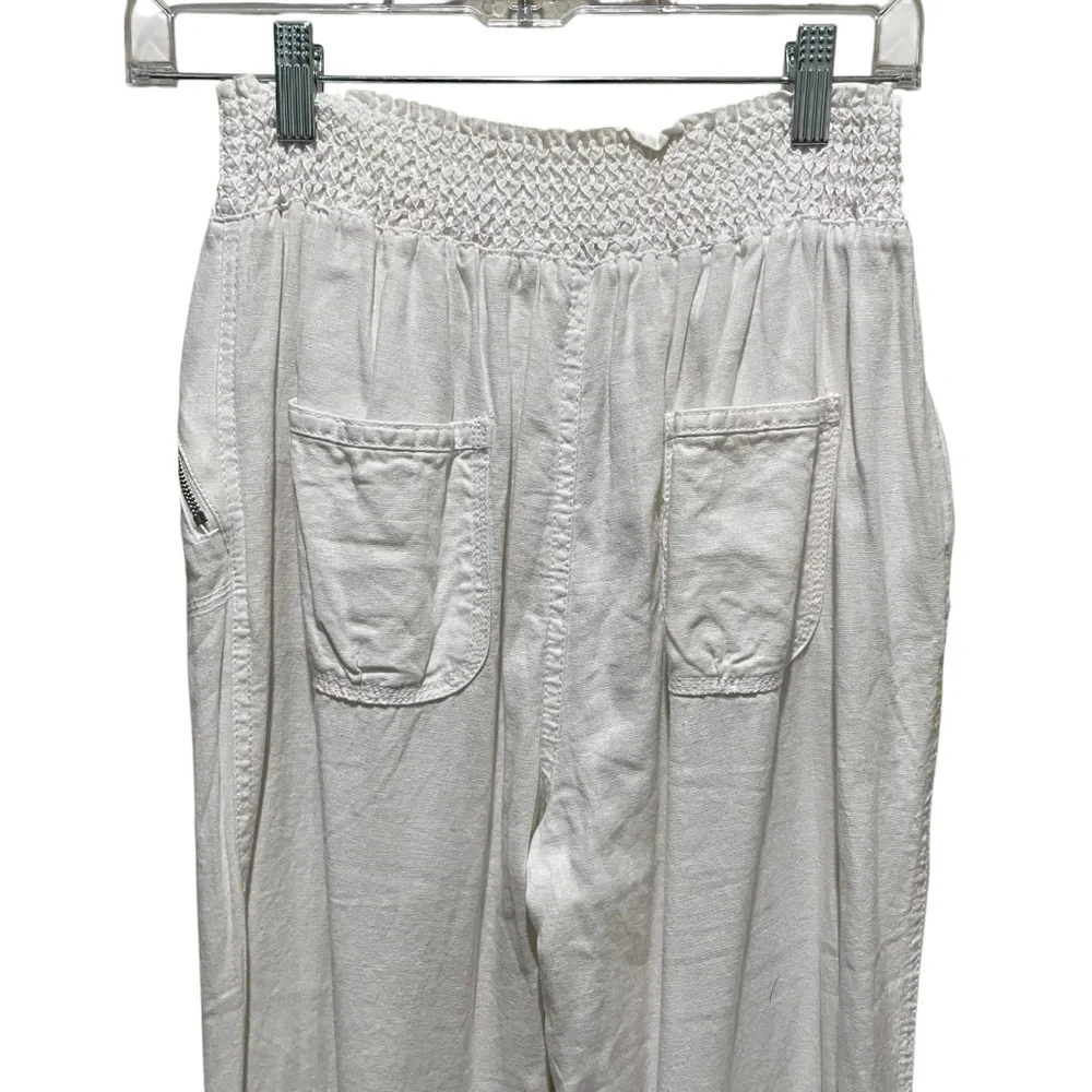 Ci Sono Smocked Waist Linen Blend Pants White Women’s Large - Picture 5 of 8